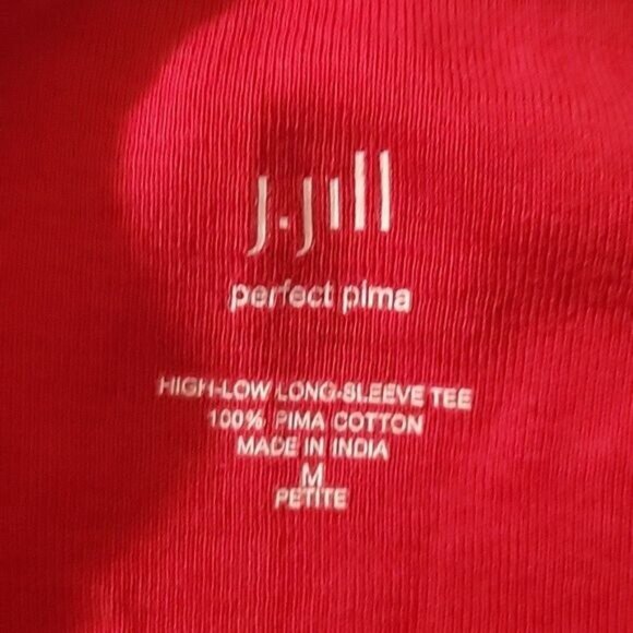 J.‎ Jill Perfect Pima Red High-Low Long-Sleeve Tee 100% Pima Cotton M Petite - Picture 5 of 5